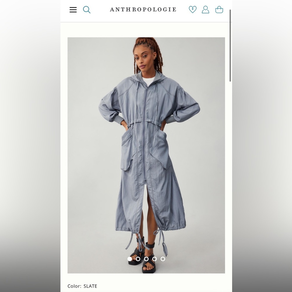 Anthropologie Daily Practice Lightweight Drawstring Long Jacket